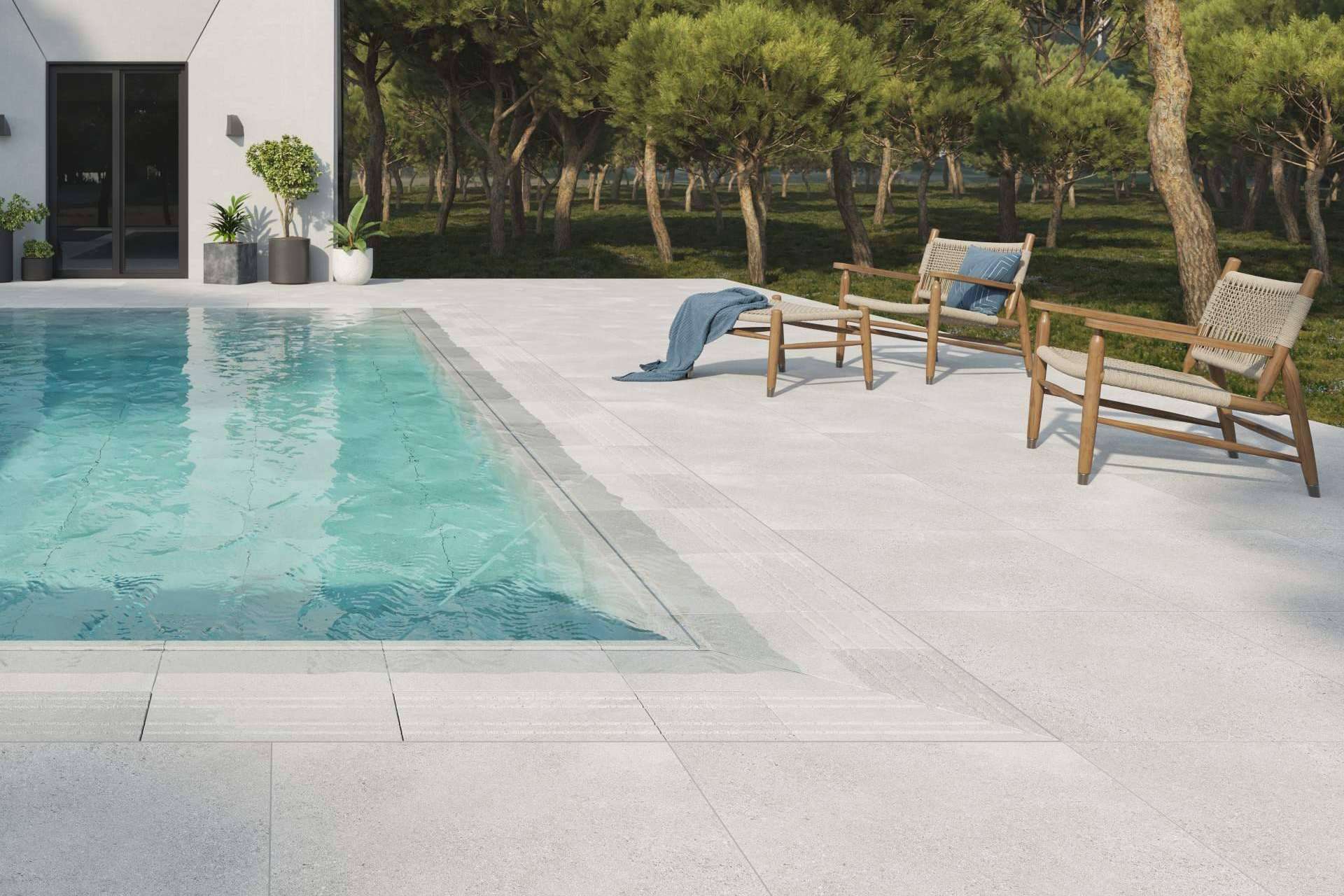 Interazulejo sobre los beneficios del gres porcelánico para la piscina